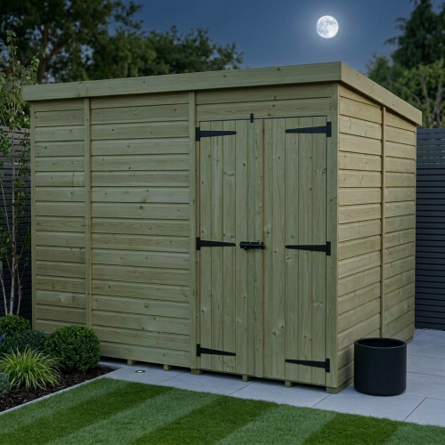 10 x 8 Pent Shed Tanalised (Double Door, No Windows) 2