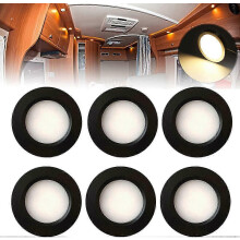 LED-spot voor camperinterieur, 12V inbouwspot voor dakmontage, warm wit licht, geschikt voor camper, boot, schip of ander voertuig (6 s