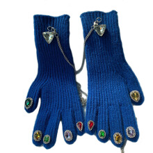 Gebreide dikke warme winterhandschoenen voor volwassenen met strass-steentjes, geschikt voor nageldecoratie, wanten voor tieners, touch