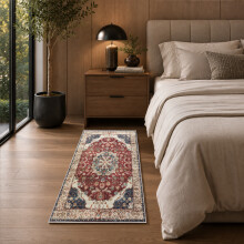 (60 cm x 110 cm (2ft x 3ft 7")- Large Rug/Mat., WHISPER/CREAM RED- CASHMERE RUG) Large Traditional Rugs Living Room Carpet Door Mat