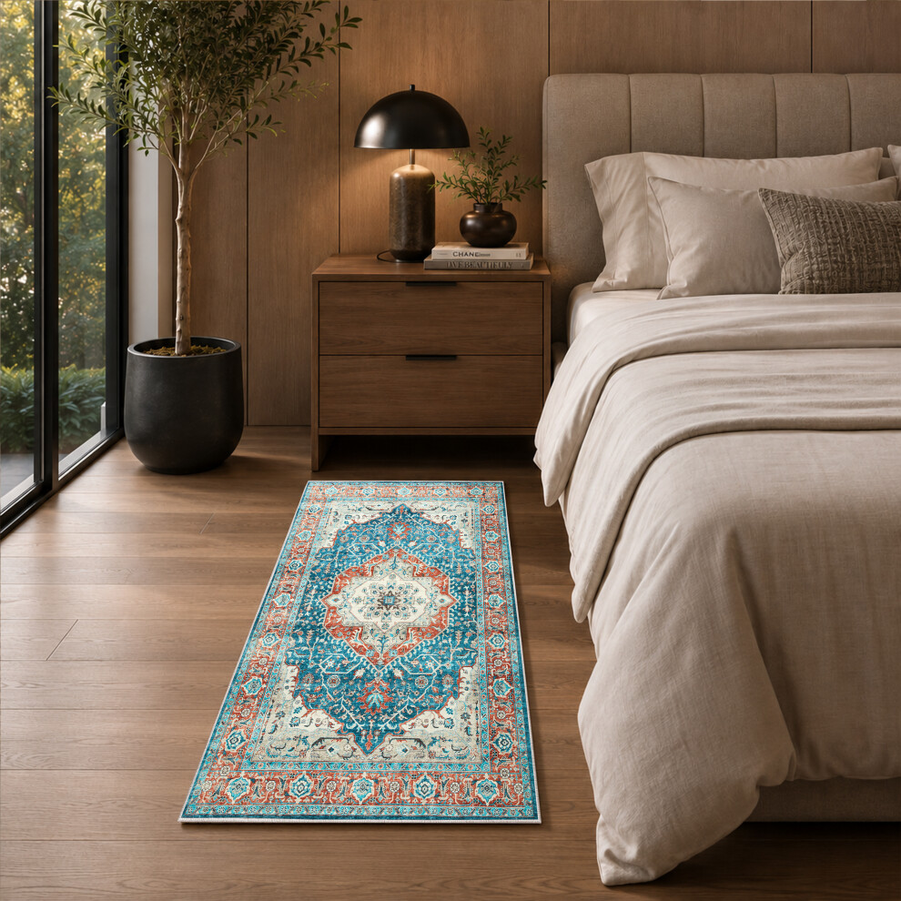 Imperial Rooms (60 Cm X 110 Cm (2Ft X 3Ft 7")- Large Rug/Mat., Regal/Royal Blue- Cashmere Rug) Large Traditional Rugs Living Room Carpet Door Mat
