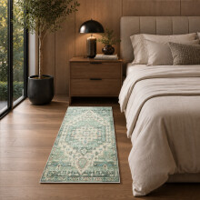 (60 cm x 110 cm (2ft x 3ft 7")- Large Rug/Mat., EMBER/GREEN CREAM- CASHMERE RUG) Large Traditional Rugs Living Room Carpet Door Mat