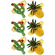 6St Kleurrijke Servetringen Met Ananas En Cactus Voor Tafelversiering