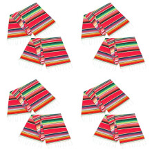 8Pack 14 By 84 Inch Mexican Table Runner 14 X 84 Inch Mexican Party Wedding Decorations Fringe Cotton Serape Blanket Red