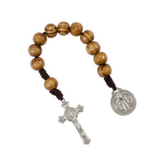 Beautiful Wooden Prayer Beads Featuring Crosses Design-Brown
