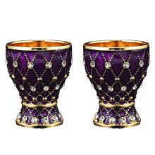 Elegant Embossed Drinking Cup Alloy Meshes-Golden Pu rple. 2PCS