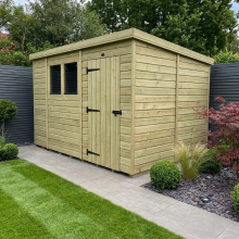 10 x 8 Pent Shed Tanalised (Single Door, With Windows)