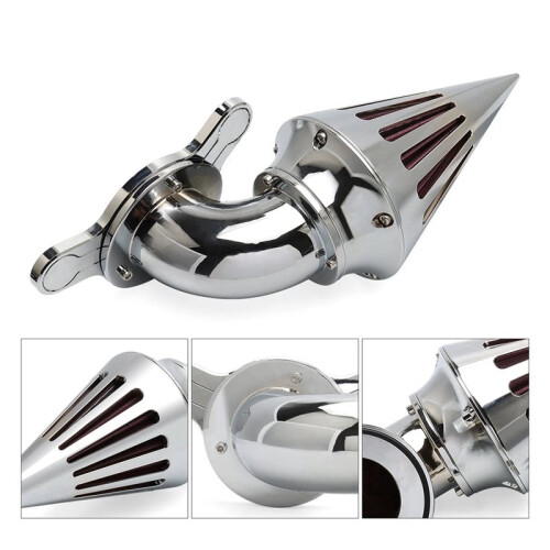 Kegelspitzen-Luftfilter-Einlassfilter für  Dyna Softail Touring Road Glide Elektroplattiert/Roter Filter 2
