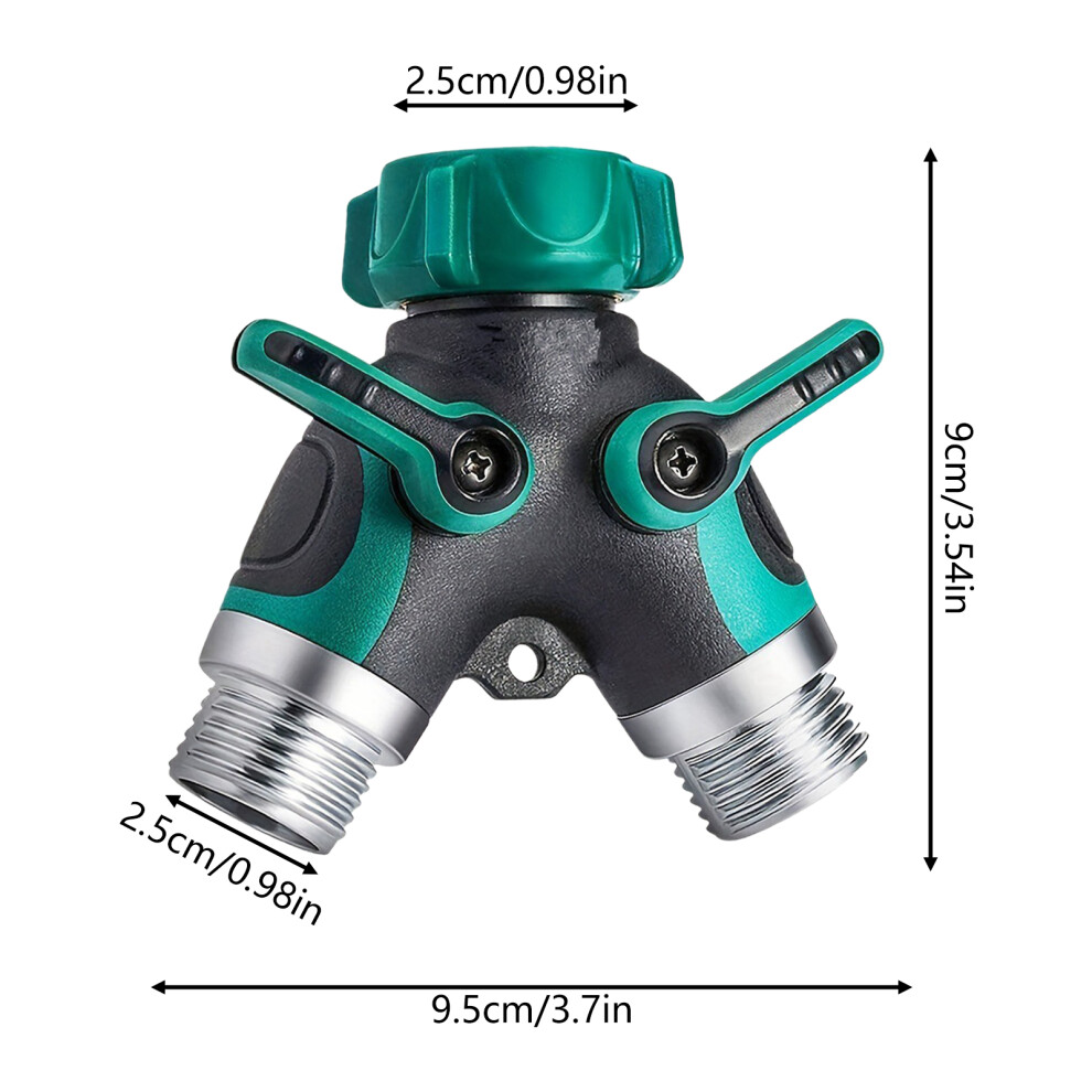 (European Pacifier Combination) 2 Way Double Tap Connector Metal Garden Hose Splitter Easy Grip Splitter For Water Tap Outlet & Spigot 6425207527589