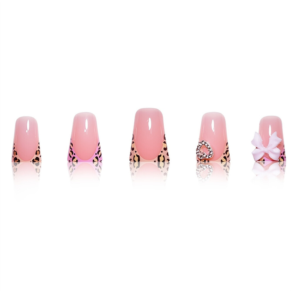 Bright-Home Pink Duckbill Fake Nails With French Tip With Not Easy Break Or Split Design For Shopping Traveling Dating