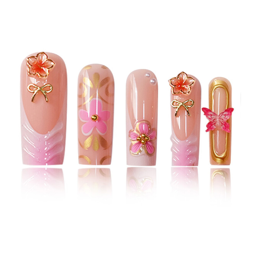 Roc-Electron 24Pcs Pink French Tip Fake Nails For Women