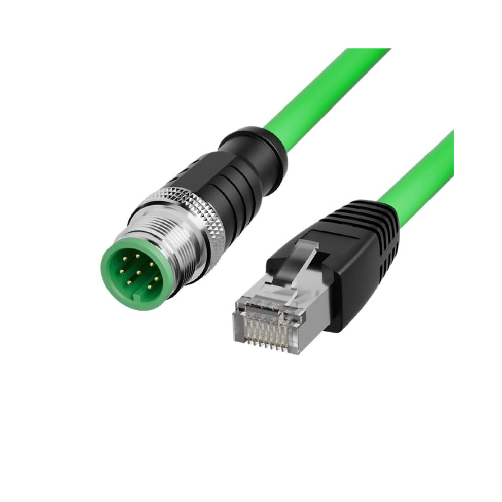M12 To Rj45 Cable For Ethercat/Profinet Iiot 8Pin To Rj45 Ip67 Waterproof Stp Shielded Of Rj45 2M 6033847453344