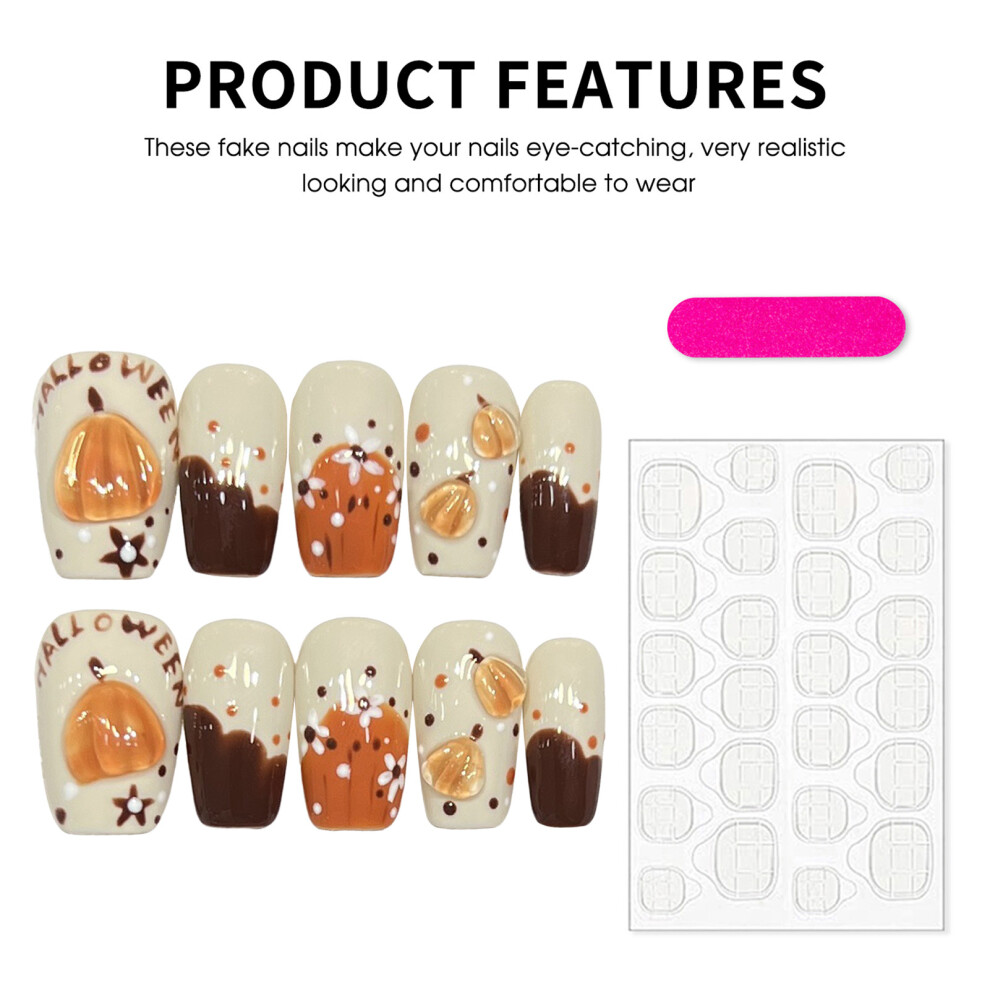 Dcph-Clothing (New Chinese Style, Xs) 3D Pumpkin Nail Art Tips For Autumn