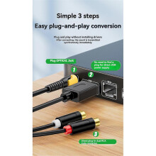 Câble de conversion audio numérique optique vers 2 RCA pour projecteur TV Sortie audio numérique optique à amplifier