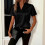 Damen-Kurzarmshirt, Pullover mit V-Ausschnitt, lässiges-Khaki M 3