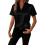 Damen-Kurzarmshirt, Pullover mit V-Ausschnitt,-Schwarz M 1