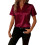 Damen-Kurzarmshirt, Pullover mit V-Ausschnitt,-Dunkelrot S 1
