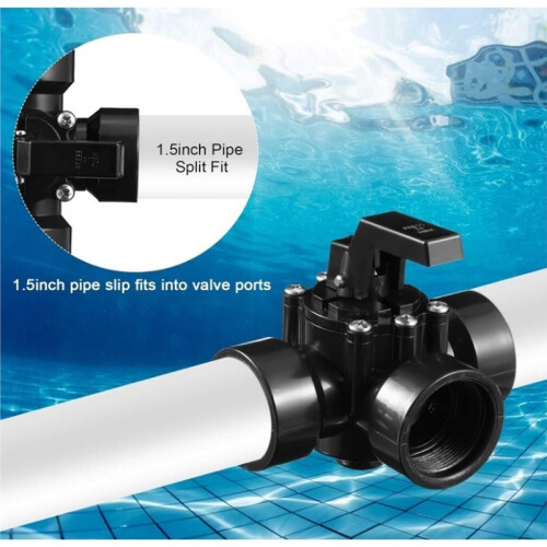 Válvula de Desvio de Piscina 3 Vias de Substituição com Vedação Positiva para Piscinas e Spas (Preto, 1,5 Polegadas) 1