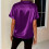 Damen-Kurzarmshirt, Pullover mit V-Ausschnitt, lässiges-Lila M 10