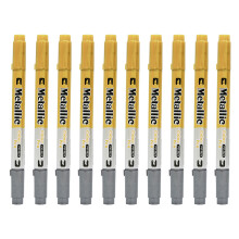 Doppelseitiger Pinselstift Gold Silber Metallic-10 Stöcke