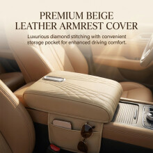 Universal Car Armrest Pad w/ Storage, Non-Slip Fabric