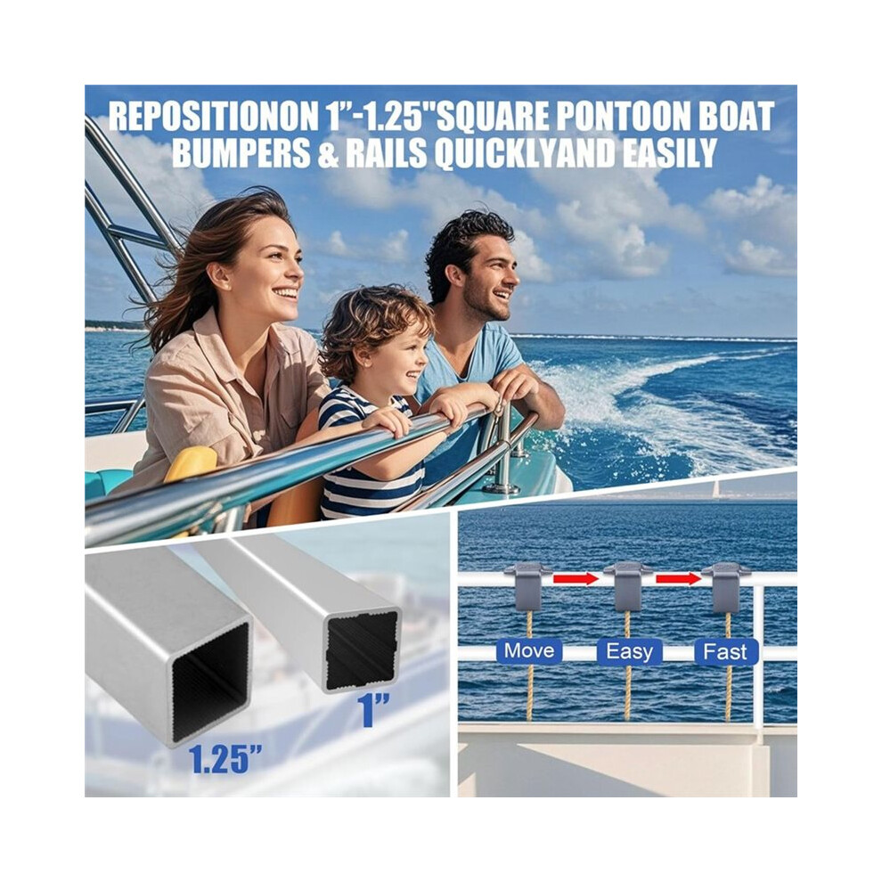 4 Pcs Boat Clips,Pontoon Boat Clips For Square Rail,Quick Release Hangers/Adjustable Boat Bumper 6031791492983