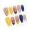 (XS) 10PCS Flower False Nails - Yellow Blue, Durable DIY 4
