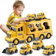 7-in-1-Baustellenfahrzeug-Spielzeug, Reibungsantrieb-Spielzeugauto für Kleinkinder, Geburtstagsgeschenk für Kinder