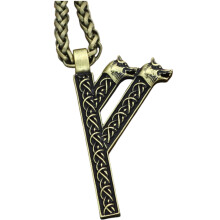 Wikingerwolf-Amulett, Runen-Fehu, nordischer Talisman, irische Knoten, Schmuck, Gothic-Herren-Halskette