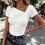 Fashionable Tee with Creative Asymmetrical Ruffle Thin-Black L 5