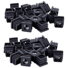 Vierkantrohr-Endkappen, M8-Gewinde, 20 x 20 mm, 40 Stück, schwarz
