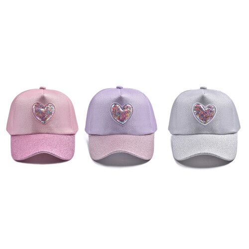 Kinder-Baseballkappe mit glitzerndem Herz-Design,-Lila 1