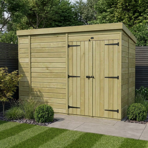 11 x 7 Pent Shed Tanalised (Double Door, No Windows)