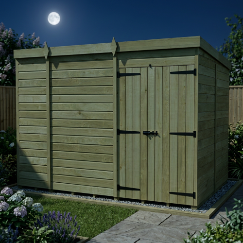 11 x 7 Pent Shed Tanalised (Double Door, No Windows) 2