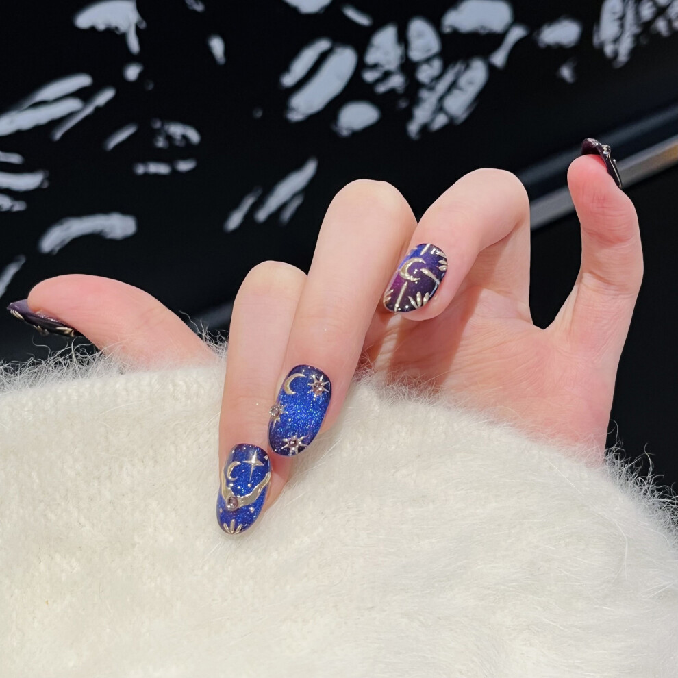 Phui-Pet-Supplies (Xs) Blue Moon Star Press-On Nails, 10Pcs