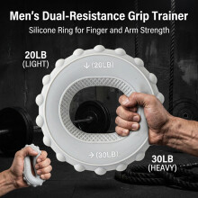 (A, Gray 20 30lbs) Men\'s Silicone Hand Grip Strengthener - Durable & Portable