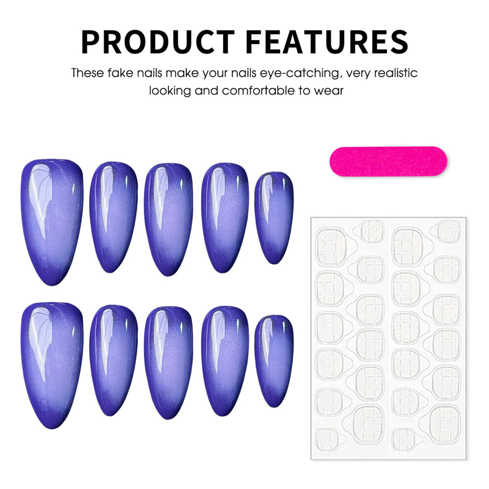 Penghui-Toys (Xs) 10Pcs Glossy Smudging Press On Nails Natural Unbreakable Nail Simple Wear For Women Nail Art Decoration