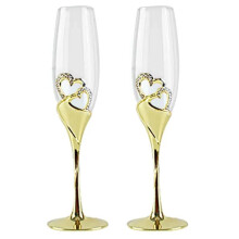European Crystal Champagne Glasses for Weddings and Parties, Golden Goblets