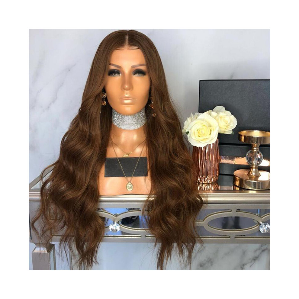 Phui-Pet-Supplies Brown Long Curly Synthetic Heat Resistant Wig