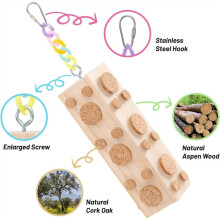 Wooden Bird Chew Toys - 7.9 Inch Hanging Toys, Relieve Boredom & Anxiety, Foraging Toys, for Parakeet.