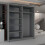 Modern Sliding Wardrobe With Mirror Doors Bedroom Storage 150cm Grey 3