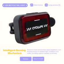 CYCLAMI RT02 Bicycle Intelligent Tail Light Bike Rear Brake Sensing Lamp Ebike LED Cycling Sensor Warning Taillight