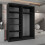 Modern Sliding Wardrobe With Mirror Doors Bedroom Storage 150cm Black 3