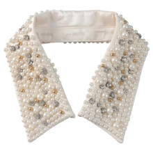 Elegante halve overhemdkraag met juwelen, valse kraag, parels,