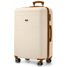 LUGG Jetset 28 Inch Large Suitcase Lightweight Hard Shell Luggage with TSA Lock Water-Resistant & ABS Spinner Suitcase, Cream Brown