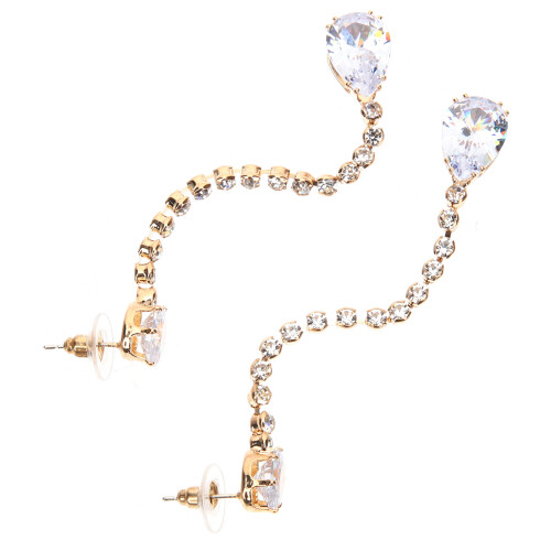 1Paar Mode Oorbellen Gouden Lange Dangle Met Teardrop Design