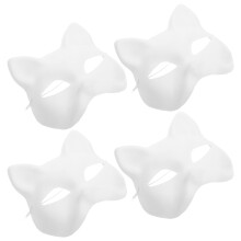 4St Halve Kat Papieren Maskers Wit Voor Feest DIY En Verkleedpartij