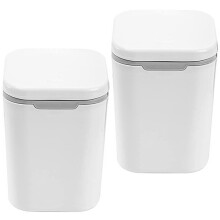 2St Compacte Afvalbak Decoratief En Praktisch Wit PP