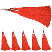 6St Kwast Ornamenten Rood Handgemaakt Decoratie Sieraad