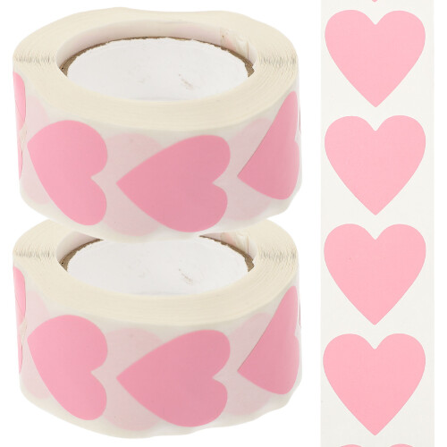 2Rollen Envelopzegelstickers Hartvorm Multifunctioneel Roze